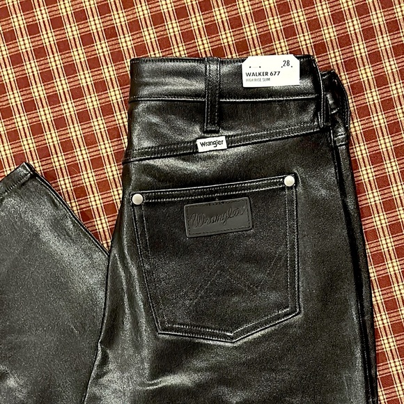 Wrangler Denim - Woman’s NWTs Wrangler Black Leather Walker High Rise Slim Jeans